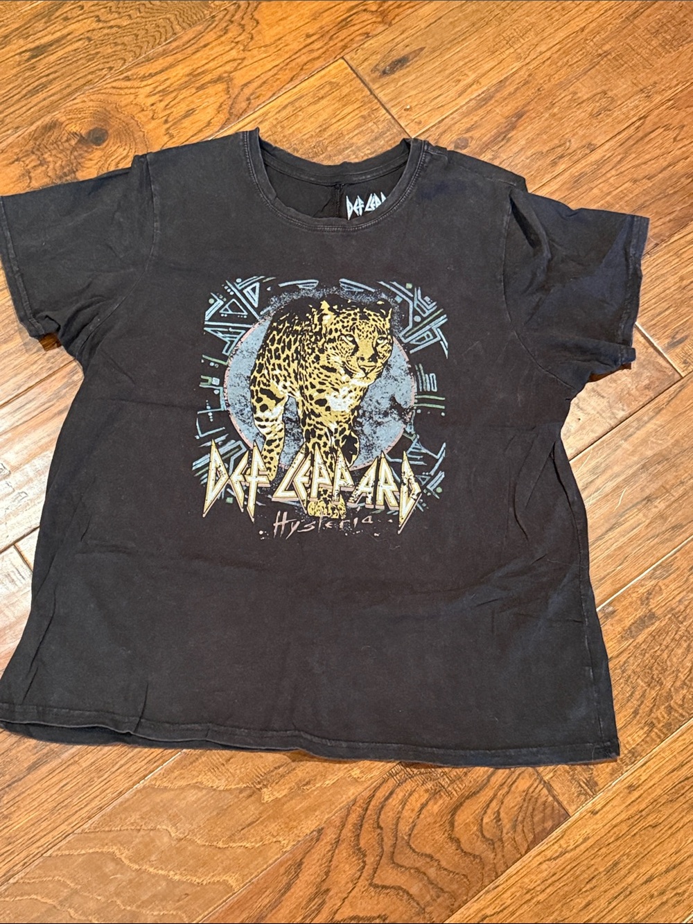 Women’s ' Black Graphic Tee with Leopard Print